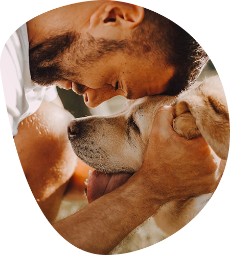 Man with his two dogs
