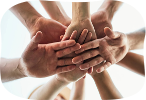 Hands joined together in a circle